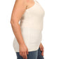 Plus Size Gem Mock Turtle Neck Ribbed Off White Top