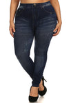 Plus Size Stretchy Distressed Blue Jeggings