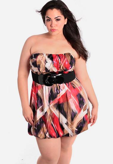 Plus Size Sexy Shimmer Streak Tube Dress