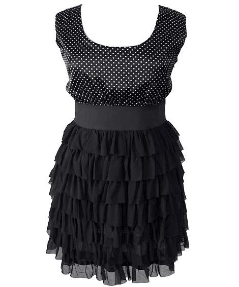 Plus Size Polka Dot Ruffle Dress