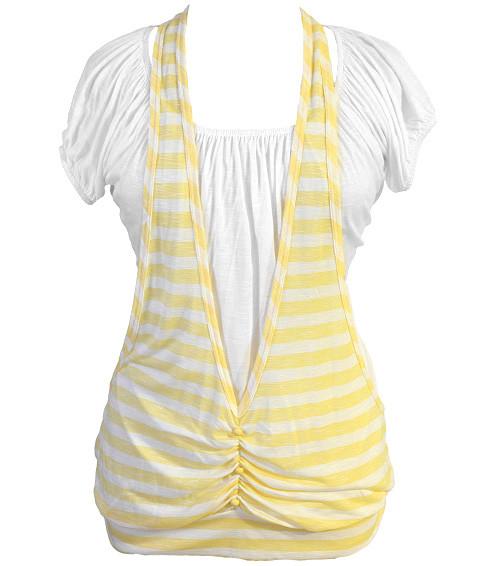 Plus Size Layered Stripe Yellow Top