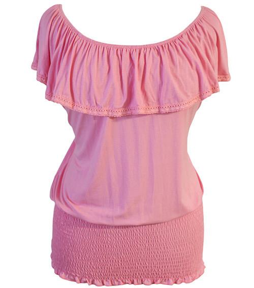 Plus Size Sexy Tiered Pink Blouse