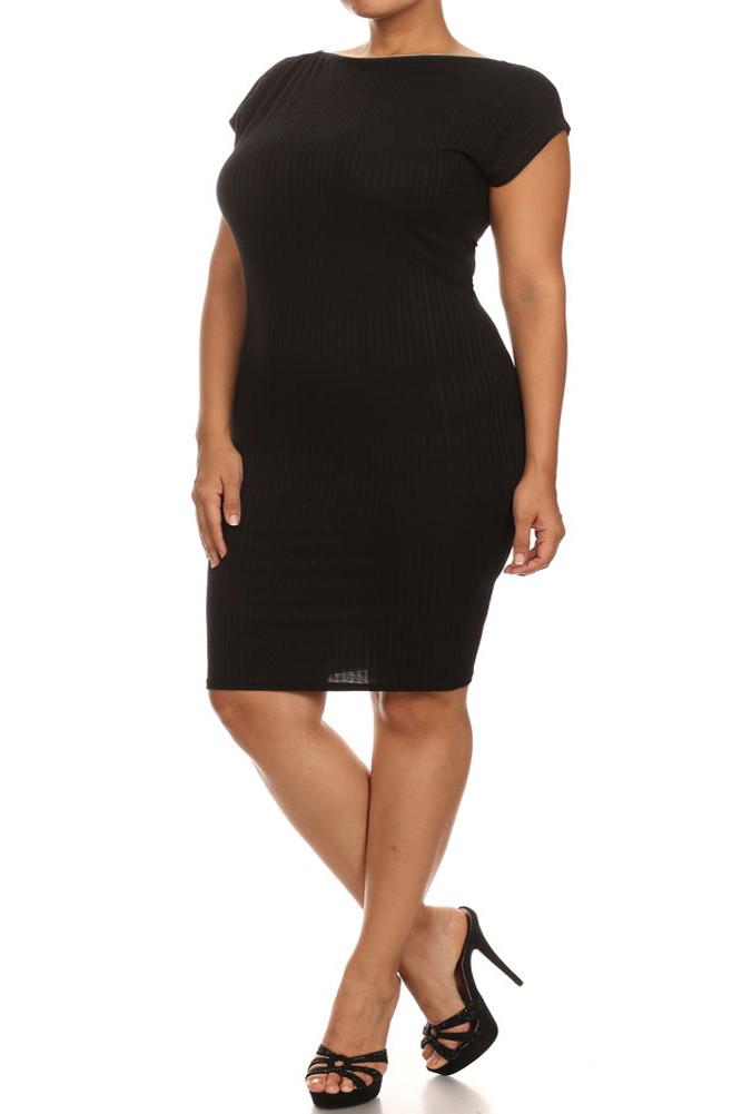 Plus Size Stylish Zippered Neckline Midi Dress