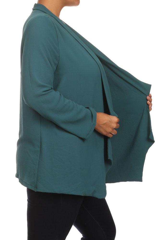 Plus Size Friday Night Draped Sheer Teal Cardigan