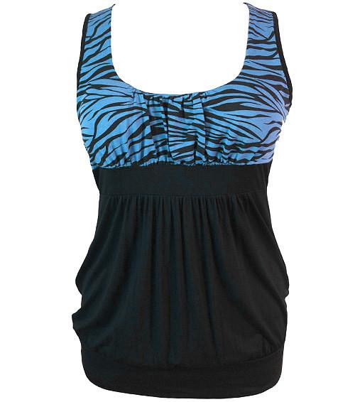 Plus Size Sexy Zebra Blue Tank Top