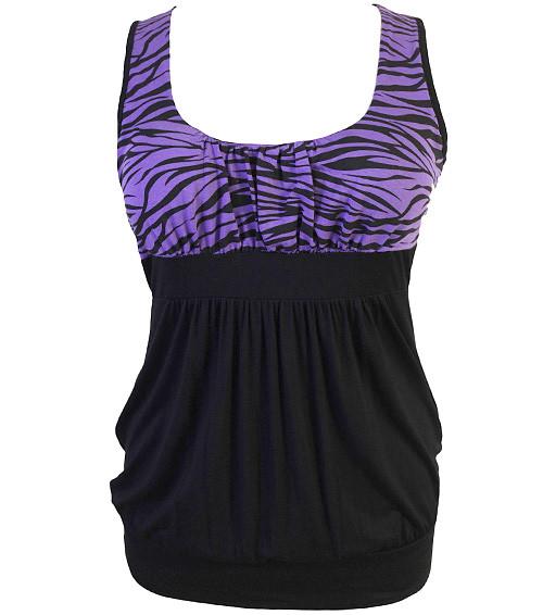 Plus Size Sexy Zebra Purple Tank Top