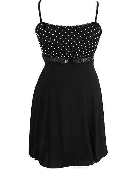 Plus Size Polka Dot Layered Skirt Dress