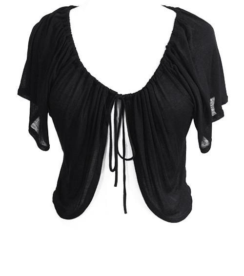 Plus Size Draped Black Shrug Top