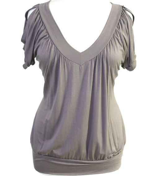 Plus Size Sexy Open Shoulder Tan Top