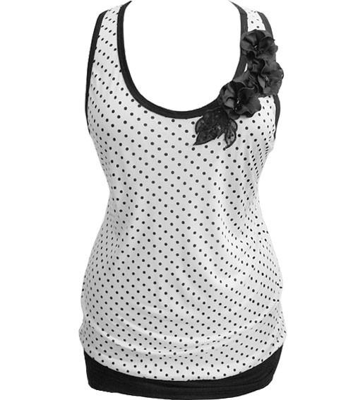 Plus Size Polka Dot Sexy Flower Top