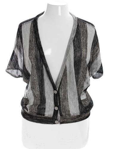 Plus Size Sparkling Stripe Button Up Cardigan