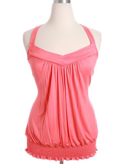 Plus Size Layered Collar Pink Tank Top