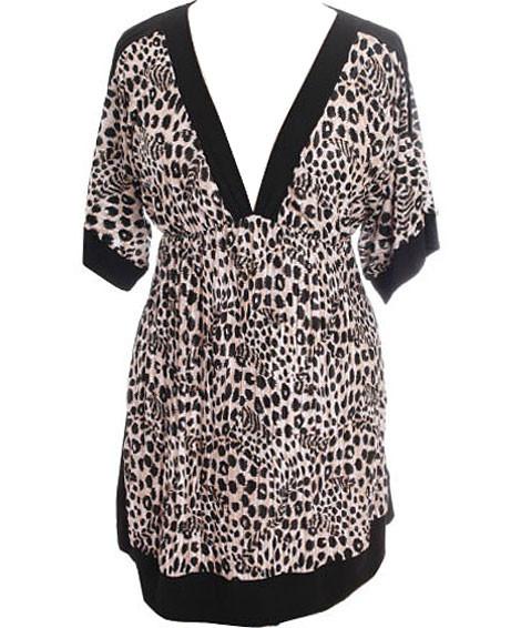 Plus Size Leopard Kimono Long Dress