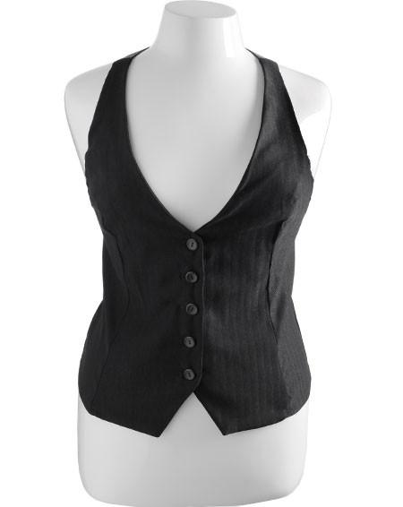 Plus Size Suspender Pinstripe Vest