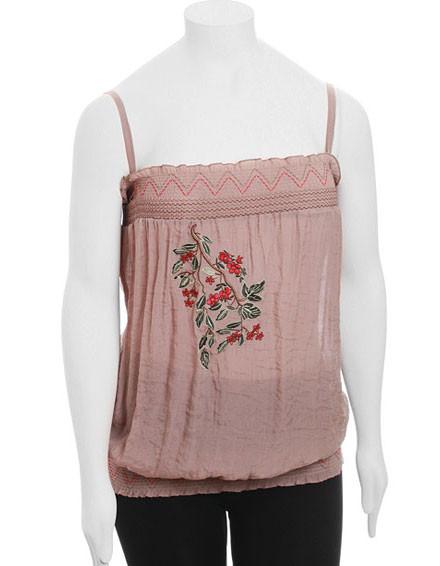 Plus Size Summer Flower Brown Tank Top