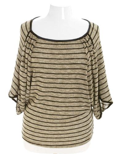 Plus Size Sparkling Gold Stripe Layered Blouse