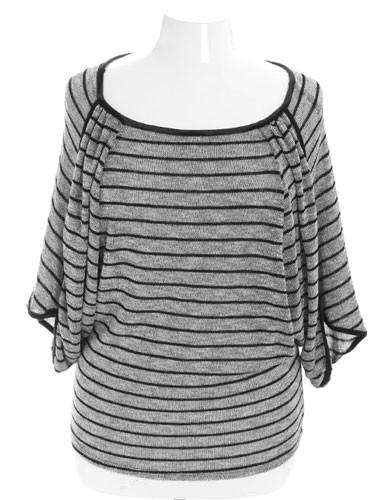 Plus Size Sparkling Silver Stripe Layered Blouse