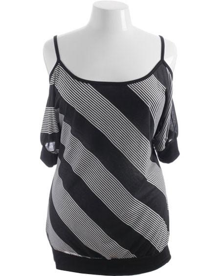 Plus Size Drop Shoulder Stripe Tank Top