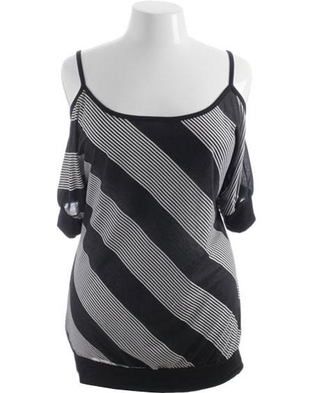 Plus Size Drop Shoulder Stripe Tank Top