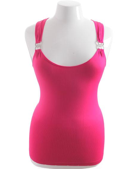 Plus Size Stretchy Diamond Pink Tank