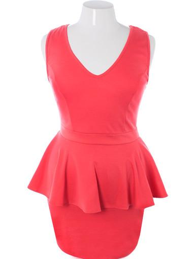 Plus Size Sexy Summer Flowing Coral Dress