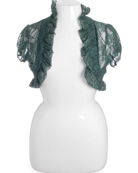 Plus Size Ruffled See Through Green Bolero