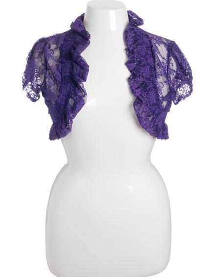 Plus Size Ruffled See Through Purple Bolero