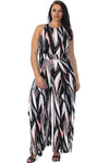 Prism Abstract Plus Size Jumpsuit with Slits