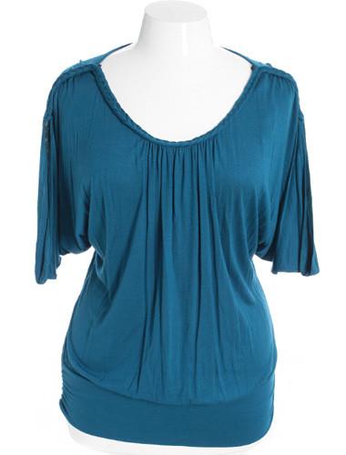 Plus Size Sexy Loose Braided Blue Top
