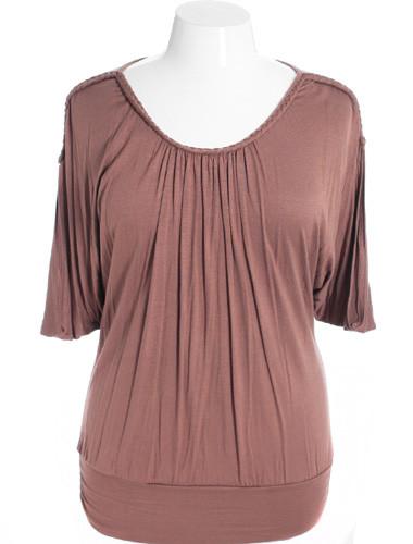Plus Size Sexy Loose Braided Taupe Top