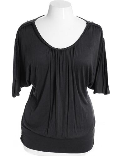 Plus Size Sexy Loose Braided Black Top