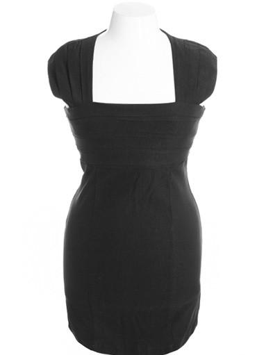 Plus Size Beautifully Pleated Black Dress