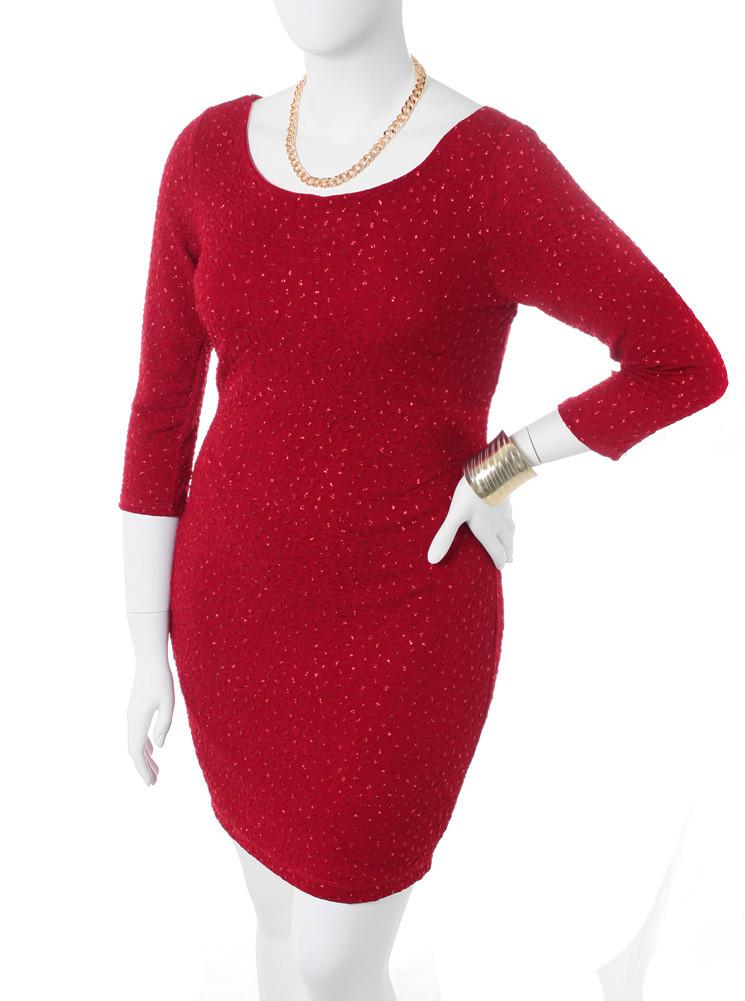 Plus Size Sparkling Shimmer Red Dress