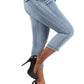 Plus Size Rhinestone Capri Denim Jeans