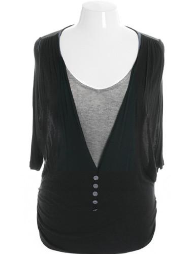 Plus Size Get It Girl Layered Vest Grey Top