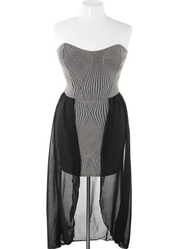 Plus Size Sparkling Knit Gold Dip Hem Tube Dress