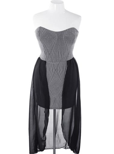 Plus Size Sparkling Knit Silver Dip Hem Tube Dress