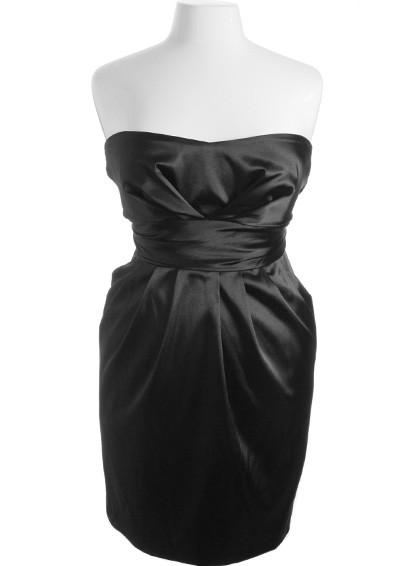 Plus Size Diva Satin Sexy Black Tube Dress