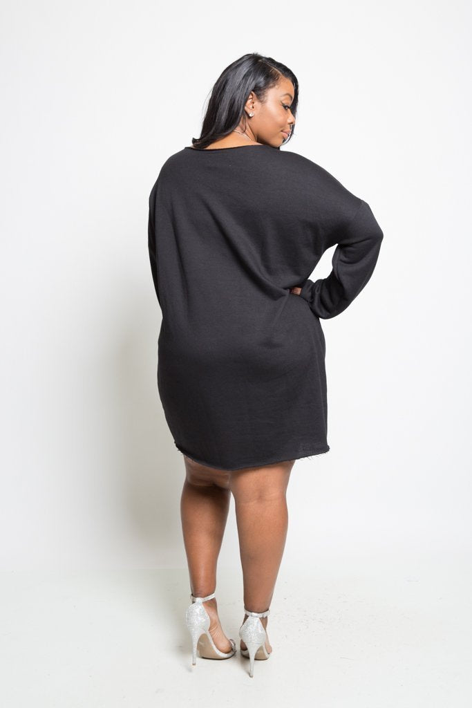 Plus Size Cozy Loose Tie Up REBEL Dress