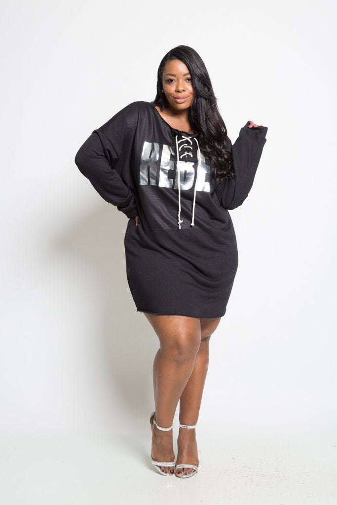 Plus Size Cozy Loose Tie Up REBEL Dress