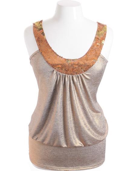 Plus Size Sparkling Dazzled Gold Tank Top