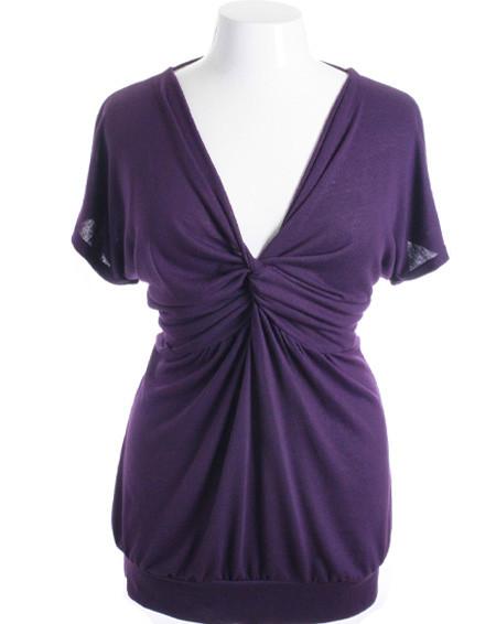 Plus Size Sexy Deep V Neck Swirl Purple Top