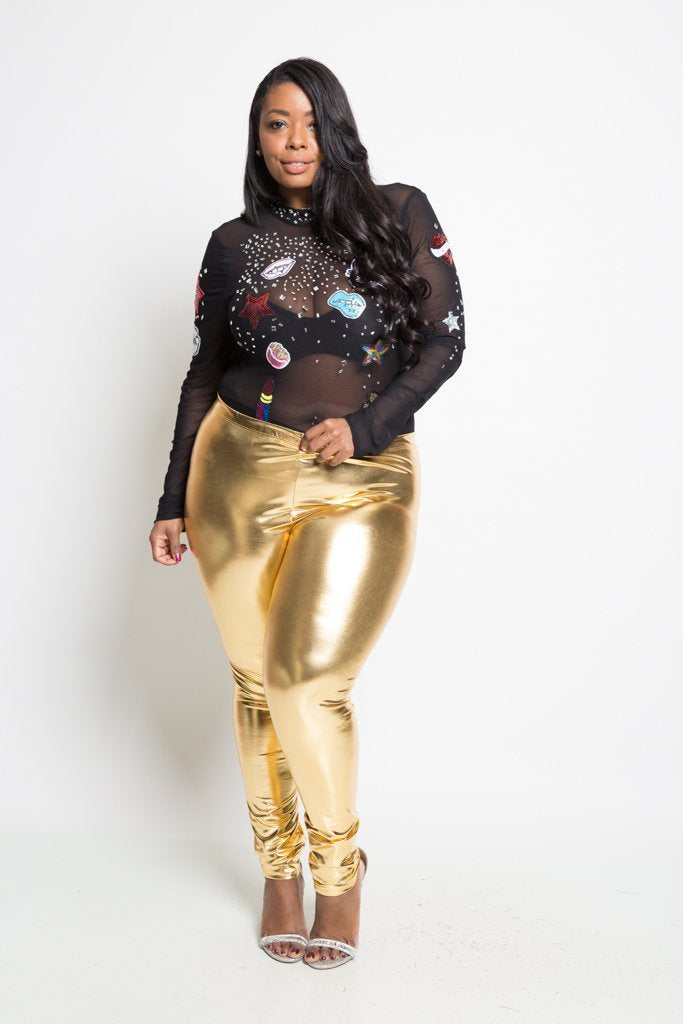 Plus Size Sleek Shining Leggings