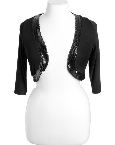 Plus Size Sparkling Dazzle Black Shrug Top