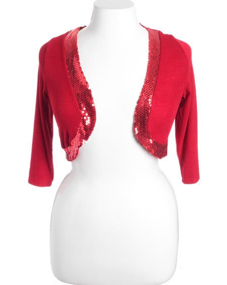 Plus Size Sparkling Dazzle Red Shrug Top