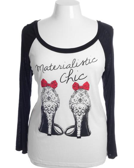 Plus Size Bedazzled Materialistic Chic Tee