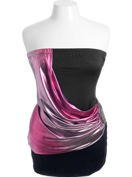 Plus Size Shiny Layered Designer Tube Dress