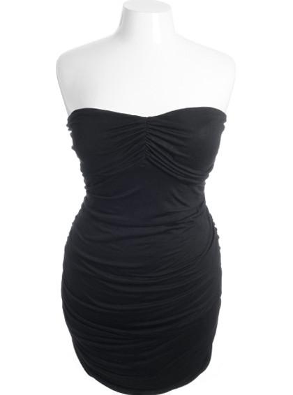 Plus Size Sexy Back Zipper Black Tube Dress