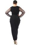 Sequin Sleeves Tulip Hem Plus Size Maxi Dress