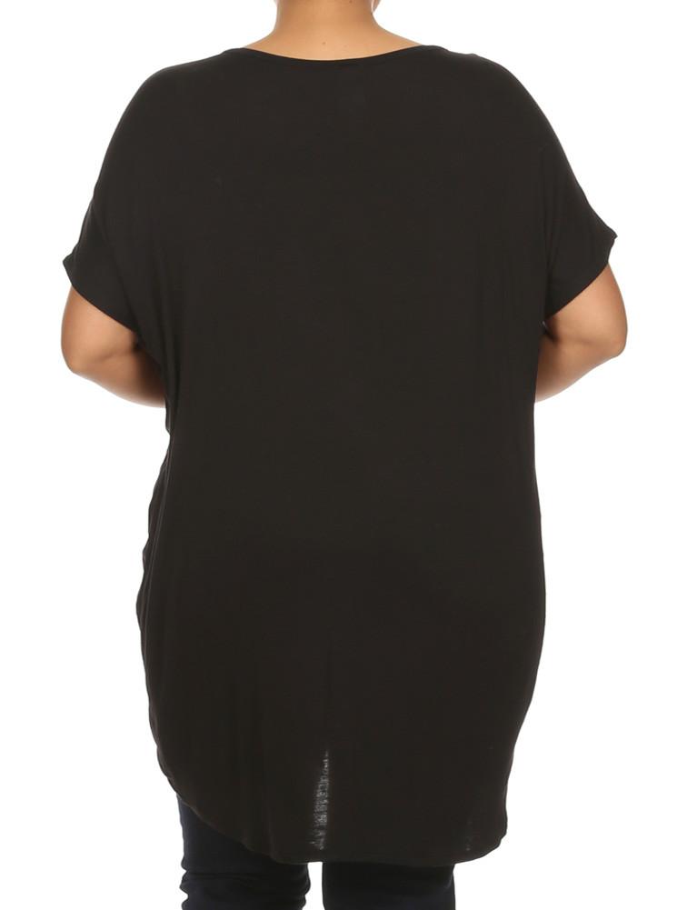 Plus Size Cross My Heart Black Top